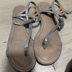 Kate Spade Silver Sparkle Strappy Sandals